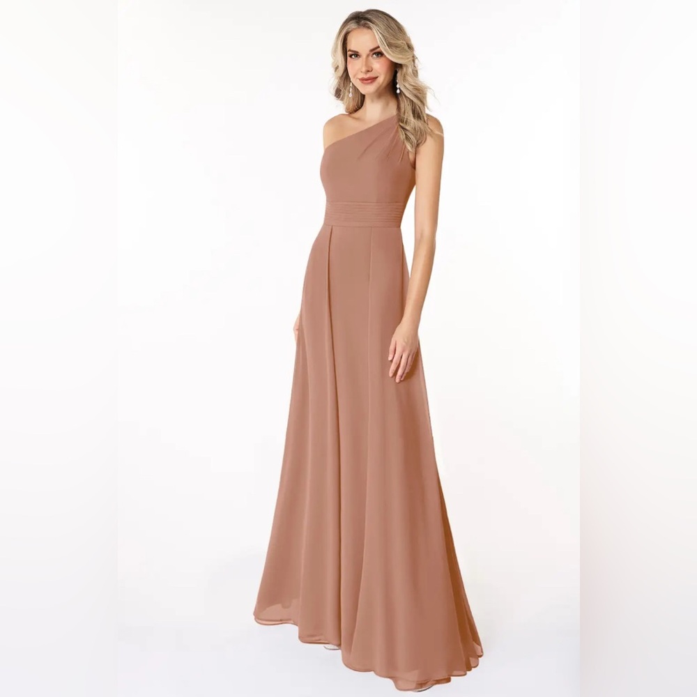Azazie Cream One Shoulder Sleeveless Gown for High Class Society Gala Events - Picture 15 of 16
